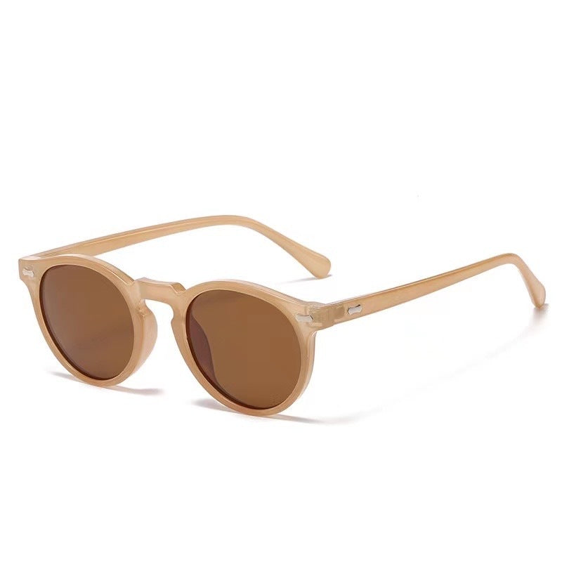 Le Marais Light Brown Round Sunglasses